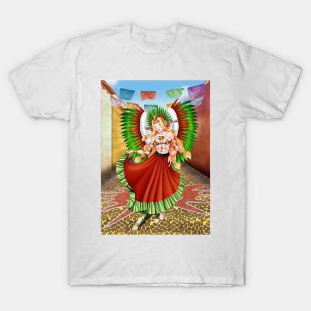 Christmas Quetzalcoatl Skirt Background T-Shirt by Antonydraws